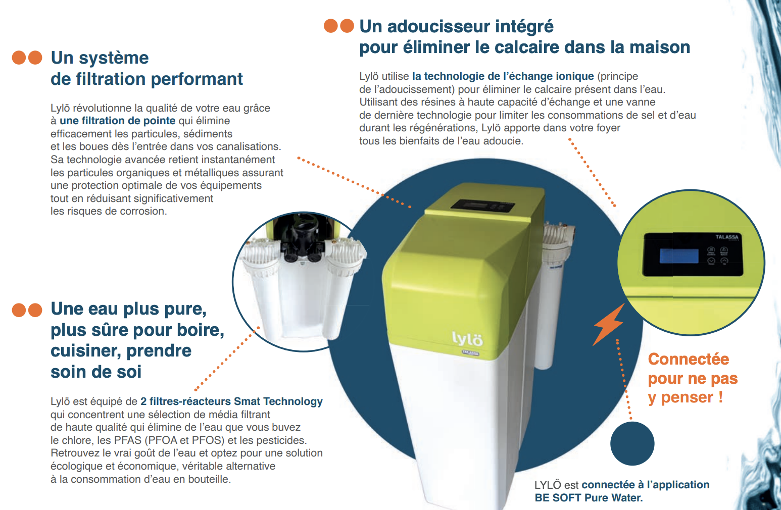 Système adoucisseur LYLÖ Talassa — filtration, adoucisseur intégré et eau de boisson pour foyers à Amiens
